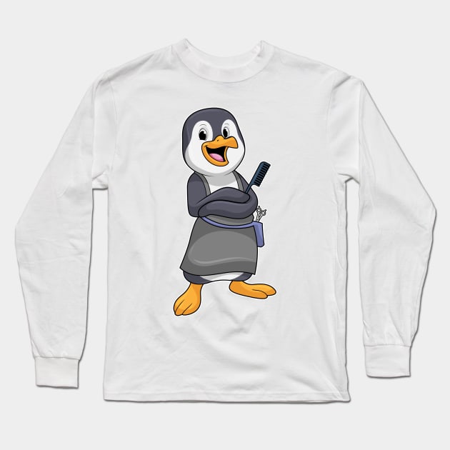 Penguin as Hair stylist with Comb Long Sleeve T-Shirt by Markus Schnabel